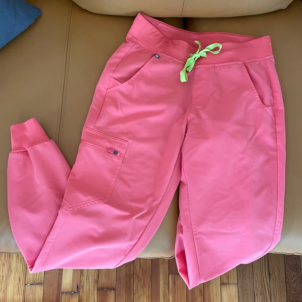 Hot coral Figs joggers